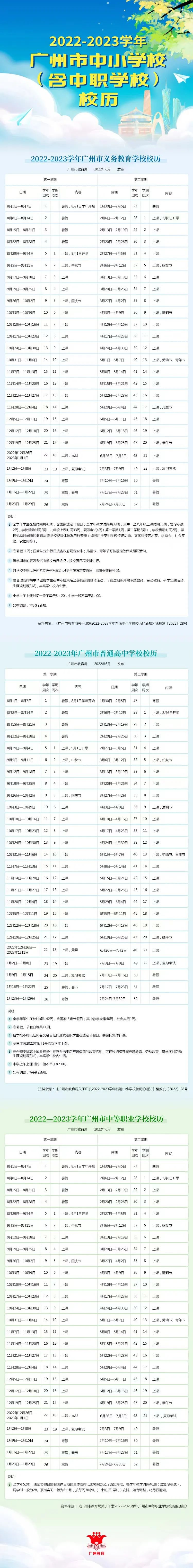 廣州中小學(xué)暑假放假時間一覽表！-1