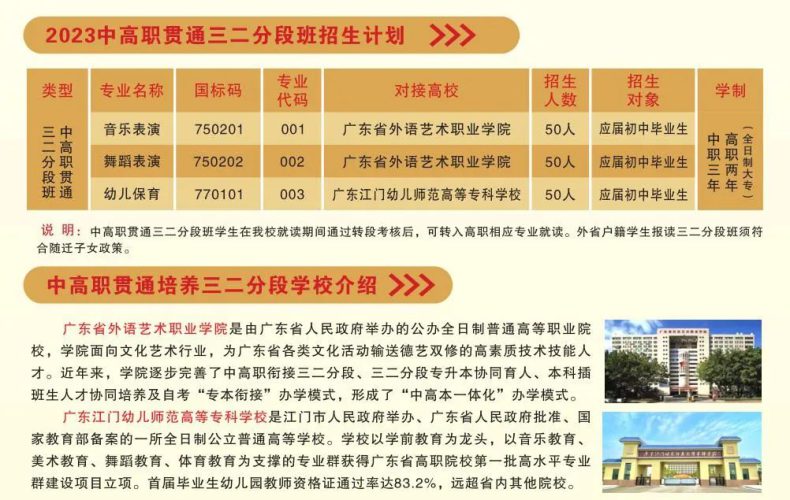 梅州市藝術學校2023年招生計劃（中職+三二分段）-1