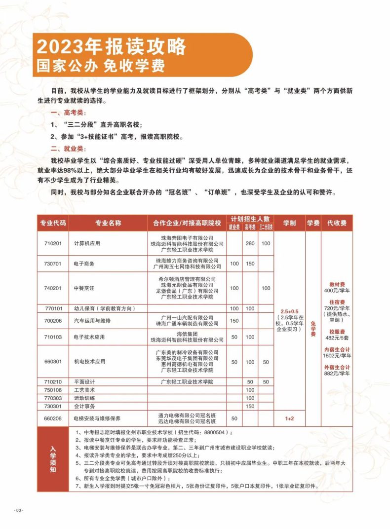 化州市職業(yè)技術(shù)學(xué)校2023年招生計(jì)劃（就業(yè)類+高考類+三二分段類）-1