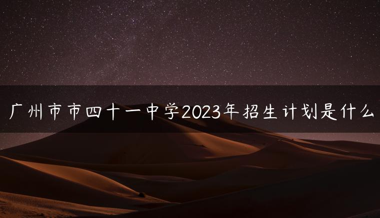 廣州市市四十一中學(xué)2023年招生計(jì)劃是什么